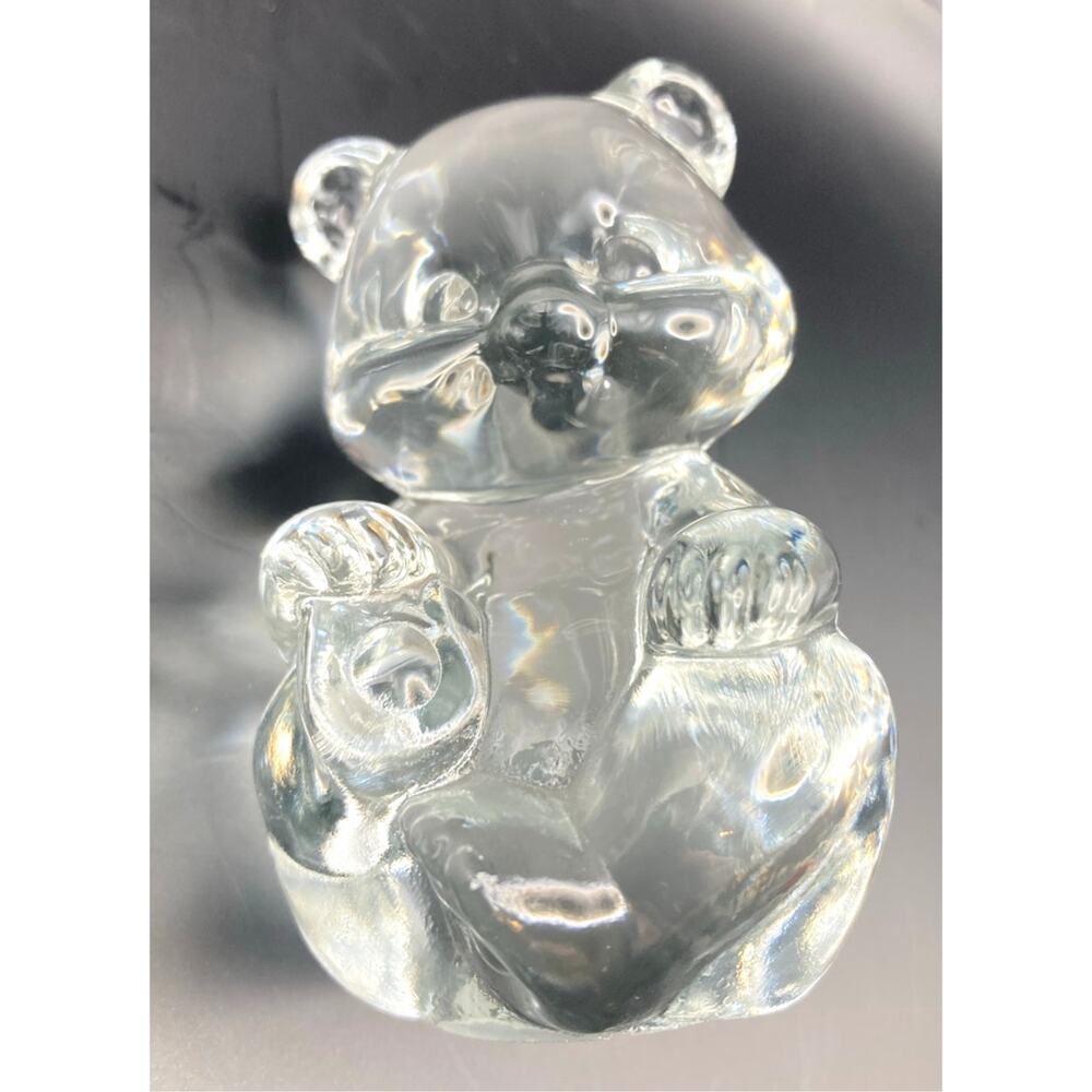 Fenton Clear Glass Art Sitting Bear 3 3/4" Tall Solid Paperweight Decorative - Picture 8 of 10